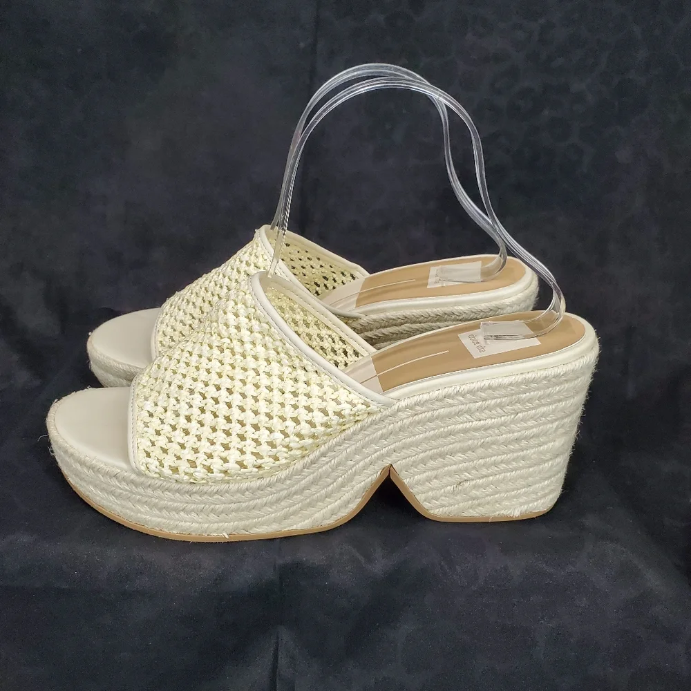 Dolce Vita Womens Saydie Cream Raffia Slip On Wedge Platform Sandals  Size 9.5 - Picture 11 of 15